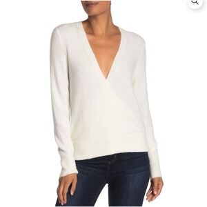 Madewell‎ Wrap-Front Pullover Sweater in Coziest Yarn Wool Alpaca White XS